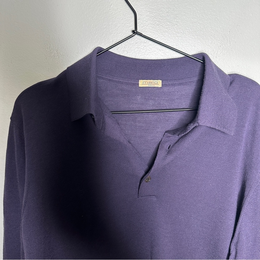 Malo Basic 100% Wool Collared Polo Lightweight Na… - image 6
